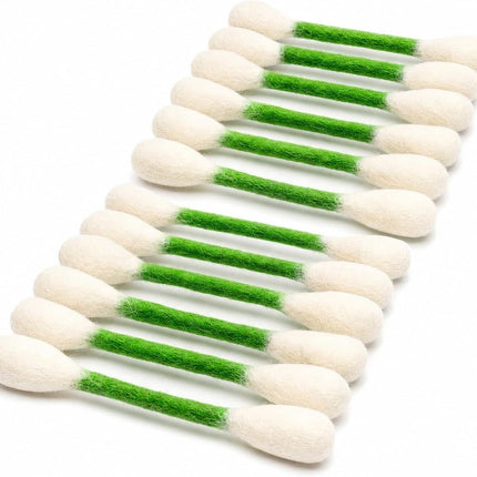 12 Pack Green Cotton Swab Stick Cat Toys with Catnip - Durable for Chew, 15cm Soft Plush Teaser Kitty Toy Gift for Boredom Anxiety Exercise Play