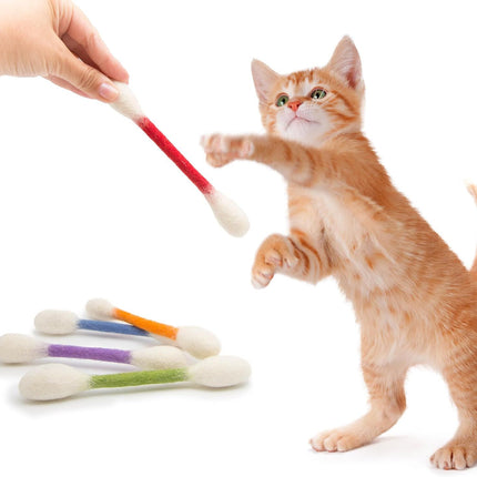 12 Pack Green Cotton Swab Stick Cat Toys with Catnip - Durable for Chew, 15cm Soft Plush Teaser Kitty Toy Gift for Boredom Anxiety Exercise Play