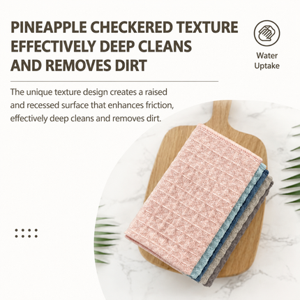 20 Pack Microfibre Waffle Cleaning Rag Set - Super Absorbent Durable Kitchen Lock-Stitched Towel, Reusable Lint-Free Dish Cloth 30x30cm of 5 Colors