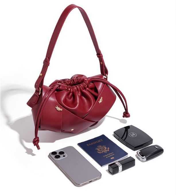 Handwoven PU Leather Drawstring Shoulder Crossbody Bag Large Capacity Stylish Commuter Handbag – product detail