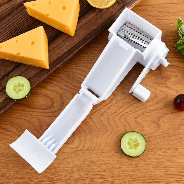 Rotary Cheese Grater with 3 Stainless Steel Blades and Safe Top Pressing Cover – product detail