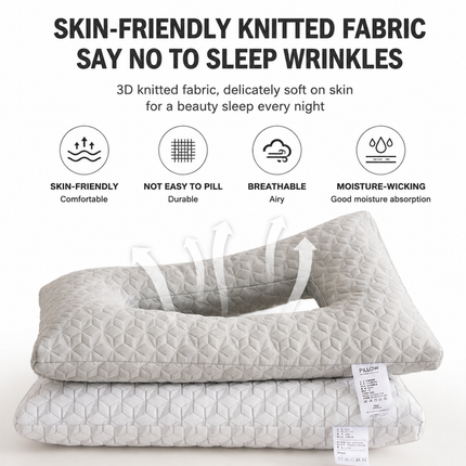 Extra Large 3D Knitted Ergonomic Ear Protection Pillow with Hollow Ear Relief Design & Breathable Washable Cover - High Elasticity Supportive Side Sleeper Pillow for Comfortable Sleep, 30 x 60CM White Rhombus