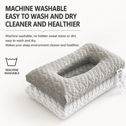 Extra Large 3D Knitted Ergonomic Ear Protection Pillow with Hollow Ear Relief Design & Breathable Washable Cover - High Elasticity Supportive Side Sleeper Pillow for Comfortable Sleep, 30 x 60CM White Rhombus