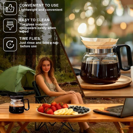 16Oz Mini Brewing Glass Coffee Mug Set with Leakproof Travel Lid, Ergonomic Handle and 2 Reusable Metal Straws for Camping Office and Home, Coffee Lovers' Top Choice，Free 12cm Yellow Bear Woven Cotton Coaster