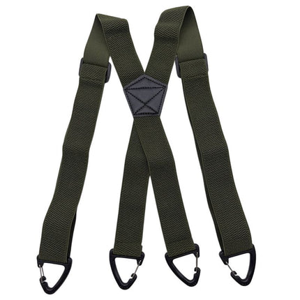 1.5 Inch X-Back Hidden Elastic Suspenders with 4 Metal Clips, Heavy-Duty Corn Weave Braces for Men Women Work Wear and Outdoor Use, 2PCS Dark Green 120x3.8cm