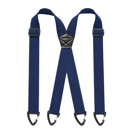 1.5 Inch X-Back Hidden Elastic Suspenders with 4 Metal Clips, Heavy-Duty Corn Weave Braces for Men Women Work Wear and Outdoor Use, 2PCS Navy Blue 120x3.8cm