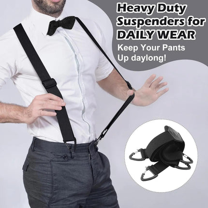 1.5 Inch X-Back Hidden Elastic Suspenders with 4 Metal Clips, Heavy-Duty Corn Weave Braces for Men Women Work Wear and Outdoor Use, 2PCS White 120x3.8cm