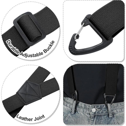 1.5 Inch X-Back Hidden Elastic Suspenders with 4 Metal Clips, Heavy-Duty Corn Weave Braces for Men Women Work Wear and Outdoor Use, 2PCS Coffee 120x3.8cm