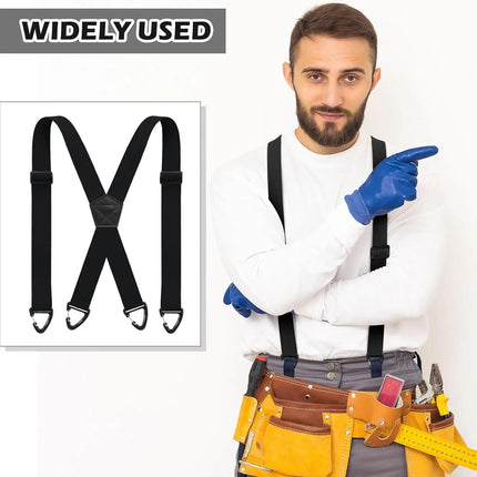 1.5 Inch X-Back Hidden Elastic Suspenders with 4 Metal Clips, Heavy-Duty Corn Weave Braces for Men Women Work Wear and Outdoor Use, 2PCS Coffee 120x3.8cm