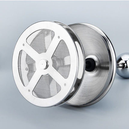 400ML 304 Stainless Steel Manual Milk Frother, Double Mesh Strainer Hand Pump Frothing Pitcher