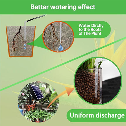 Solar Powered Automatic Irrigation System with Digital Control Panel & Timer - Weatherproof Durable Drip and Sprinkler Watering Tool Kit for Indoor and Outdoor Use