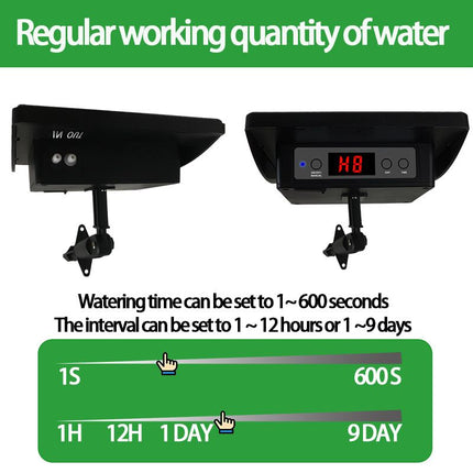 Solar Powered Automatic Irrigation System with Digital Control Panel & Timer - Weatherproof Durable Drip and Sprinkler Watering Tool Kit for Indoor and Outdoor Use