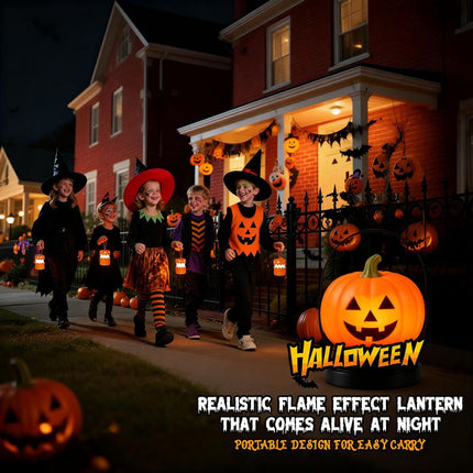 360°Beam Hanging Pumpkin Lantern with Double-Sided Spooky Expressions and Telescopic Pull-to-Open Design, Portable Rechargeable Halloween Light, Dimmable Warm LED Party Decor
