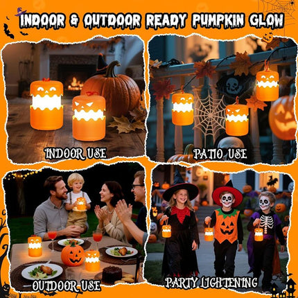 360°Beam Hanging Pumpkin Lantern with Double-Sided Spooky Expressions and Telescopic Pull-to-Open Design, Portable Rechargeable Halloween Light, Dimmable Warm LED Party Decor