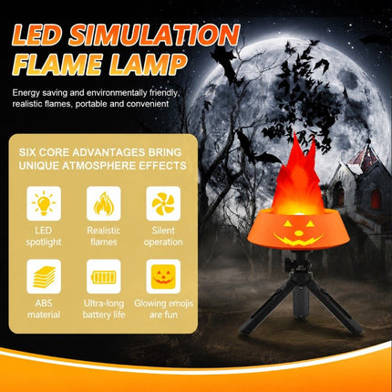 Style-3 LED Halloween Pumpkin Lantern and Simulated Silk Flame Blowing Light with Adjustable Stand and Hanging Chain, Rechargeable Atmosphere Lamp for Party Bar Camping and Home Use
