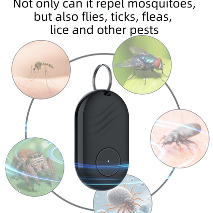 2PCS Black and White Portable Ultrasonic Pest and Mosquito Repeller with Lanyard Loop - TypeC Rechargeable Ultra-Long Battery Life