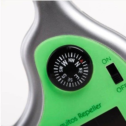 Solar Powered Eco-Friendly Ultrasonic Mosquito Repeller - Portable Pest Deterrent with Compass and Carabiner Clip