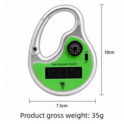 Solar Powered Eco-Friendly Ultrasonic Mosquito Repeller - Portable Pest Deterrent with Compass and Carabiner Clip