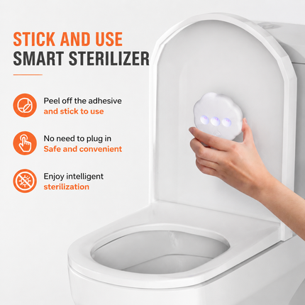 4PCS Smart Automatic On / Off UV Toilet Sanitizer Light with Back Adhesive Anti-drop Clip Design - Mini Waterproof Rechargeable Bathroom Sterilizer, UVC LED 480° Wide Cross Reflection