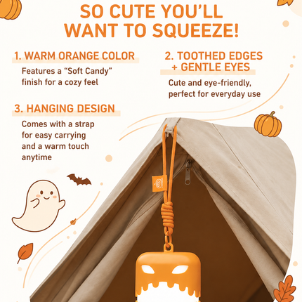 Dual-Sided Halloween Pumpkin Fun Lantern - Rechargeable Pull Cord LED Night Light with 7-Color Flash and Warm White Modes