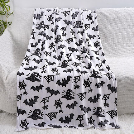 Glow in the Dark Flannel Blanket with Playful Hallowen Pumpkin (S134 / 130 x 150CM) - Versatile Soft Plush Magic Throw Blanket, Durable High Density Woven & Machine Washable for All-Season Use