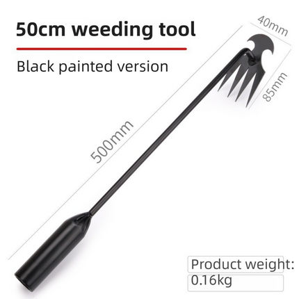50CM Multifunction Garden Weeding Hoe Tool - Heavy Duty Manganese Steel Root Weeder Hand Hoe Rake with Ergonomic Handle and Double-Ended Hooked Claw Design