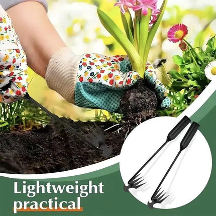 50CM Multifunction Garden Weeding Hoe Tool 2 Pack - Heavy Duty Manganese Steel Root Weeder Hand Hoe Rake with Ergonomic Handle and Double-Ended Hooked Claw Design