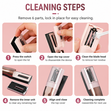2 in 1 Pink Mini Split End Hair Trimmer and Straightening Comb - Cordless USB Rechargeable Hair Cut Remover Tool with Removable Blade for Easy Hair Smoothing Without Reducing Overall Length