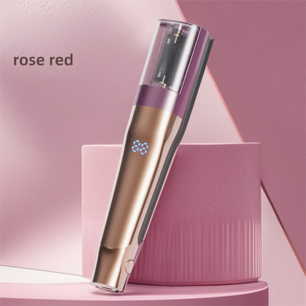 2 in 1 Rose Red Mini Split End Hair Trimmer and Straightening Comb - Cordless USB Rechargeable Hair Cut Remover Tool with Removable Blade for Easy Hair Smoothing Without Reducing Overall Length