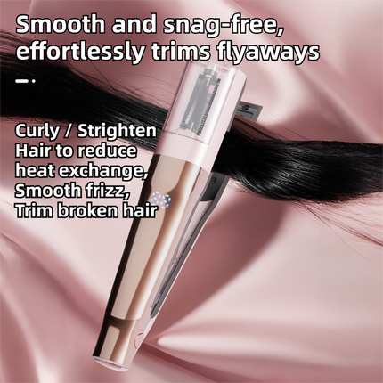 2 in 1 Rose Red Mini Split End Hair Trimmer and Straightening Comb - Cordless USB Rechargeable Hair Cut Remover Tool with Removable Blade for Easy Hair Smoothing Without Reducing Overall Length