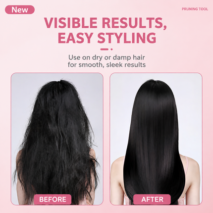 2 in 1 Black Mini Split End Hair Trimmer and Straightening Comb - Cordless USB Rechargeable Hair Cut Remover Tool with Removable Blade for Easy Hair Smoothing Without Reducing Overall Length