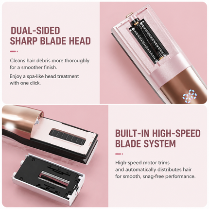 2 in 1 Black Mini Split End Hair Trimmer and Straightening Comb - Cordless USB Rechargeable Hair Cut Remover Tool with Removable Blade for Easy Hair Smoothing Without Reducing Overall Length
