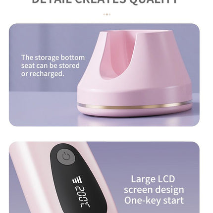 Pink 4D Straight Hair Comb and Negative Ionic Styler with Dual MCH Ceramic Fast Heating, Anti-Scald Round Comb Teeth, 3 Levels Temp LCD Display and Charging Dock