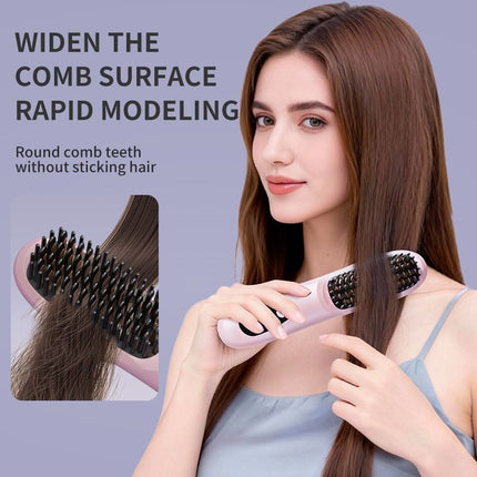 Black 4D Straight Hair Comb and Negative Ionic Styler with Dual MCH Ceramic Fast Heating, Anti-Scald Round Comb Teeth, 3 Levels Temp LCD Display and Charging Dock