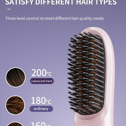 Black 4D Straight Hair Comb and Negative Ionic Styler with Dual MCH Ceramic Fast Heating, Anti-Scald Round Comb Teeth, 3 Levels Temp LCD Display and Charging Dock
