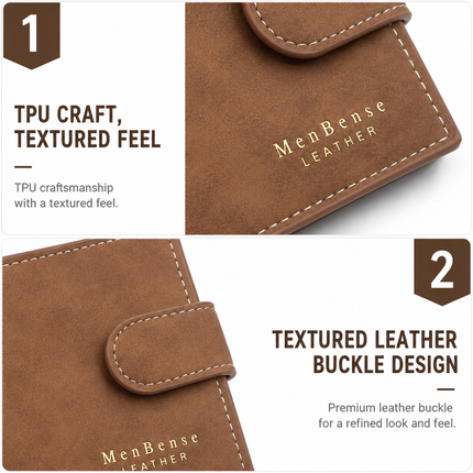 Black Mens Frosted PU Leather Trifold Wallet with Coin Zipper Pocket, Bill / Card Slots and ID Window, Australian Father's Day Gift