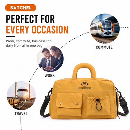 Black Large Capacity Waterproof Travel Duffel Bag with Shoe Compartment & Padded Sponge Handles - Lightweight Muti Pockets Gym Crossbody Bag and Airplane Carry On Tote, 44 x 25 x 23CM