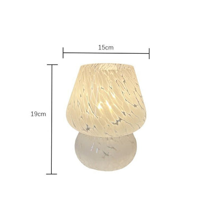 White Speckled All Glass Mushroom Table Lamp - Bedside Soft Ambient Night Light, USB Plug with 3 Colors Temperature Adjustable Dimming, 2 Pack White Marble