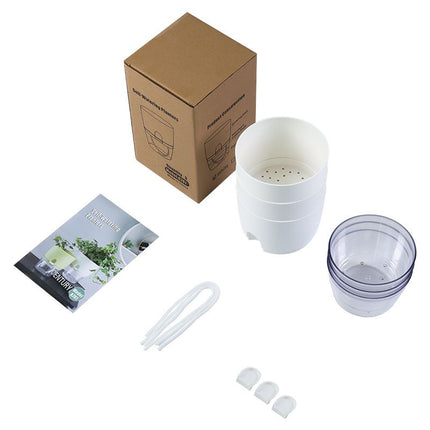 3 Pack White Indoor Self Watering Planter Pot - 6 Inch Double Layer Rempvable Plastic Flower Pot with Extra Large Water Storage and Cotton Rope for All House Plants, Flowers, Herbs