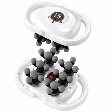 White 22-Head Electric Neck Back Massager with AI Dynamic Strength Adjustment and Soothing Red Light - Rechargeable Full Body Deep Tissue Fascia Gun, Mutifunction Hands-Free Operation