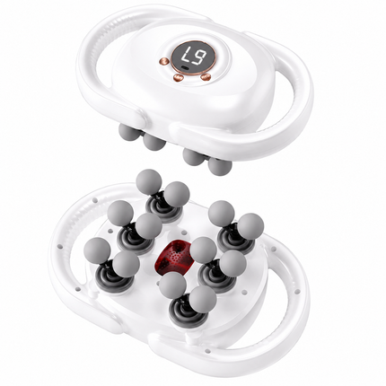 White 12-Head Electric Neck Back Massager with AI Dynamic Strength Adjustment and Soothing Red Light - Rechargeable Full Body Deep Tissue Fascia Gun, Mutifunction Hands-Free Operation