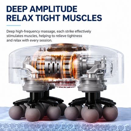White 12-Head Electric Neck Back Massager with AI Dynamic Strength Adjustment and Soothing Red Light - Rechargeable Full Body Deep Tissue Fascia Gun, Mutifunction Hands-Free Operation