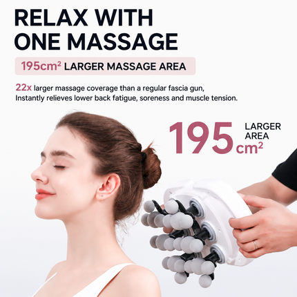 Silver Grey 22-Head Electric Neck Back Massager with AI Dynamic Strength Adjustment and Soothing Red Light - Rechargeable Full Body Deep Tissue Fascia Gun, Mutifunction Hands-Free Operation