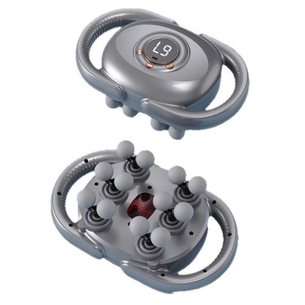 Silver Grey 12-Head Electric Neck Back Massager with AI Dynamic Strength Adjustment and Soothing Red Light - Rechargeable Full Body Deep Tissue Fascia Gun, Mutifunction Hands-Free Operation