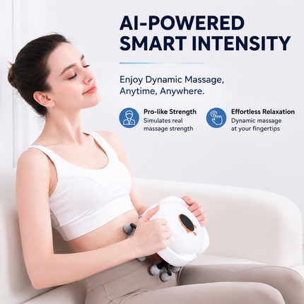 Silver Grey 12-Head Electric Neck Back Massager with AI Dynamic Strength Adjustment and Soothing Red Light - Rechargeable Full Body Deep Tissue Fascia Gun, Mutifunction Hands-Free Operation