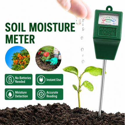 3-in-1 Soil Care Tester Kit for Soil Moisture pH Acidity and Fertility  - 2 Pack Plant Sensor Meters with Simple Color Dials, Battery-Free Plug and Play