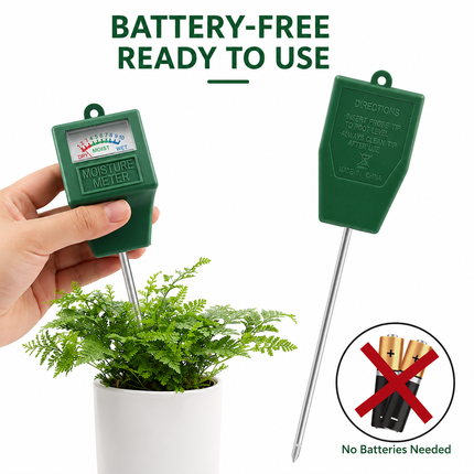 3-in-1 Soil Care Tester Kit for Soil Moisture pH Acidity and Fertility  - 2 Pack Plant Sensor Meters with Simple Color Dials, Battery-Free Plug and Play