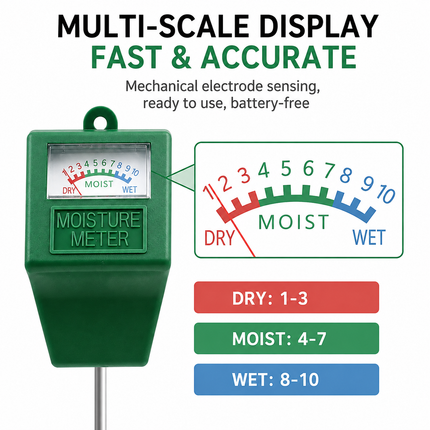 2PCS Soil Moisture Meter - Single Probe Plant Water Tester, Battery-Free Garden Soil Sensor, Plug and Play