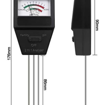2-in-1 Soil pH and Fertility Tester (2 Pack) - Dual Mode Plant Garden Soil Sensor Meter, Battery-Free Plug and Play