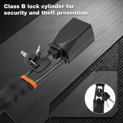 2 Set Black and Orange 28 Inch Car Steering Wheel Anti Theft Lock - Universal Steel Cable Anti Shear Seat Belt Lock with 3 Keys and Protective Sleeve, Waterproof and Rustproof
